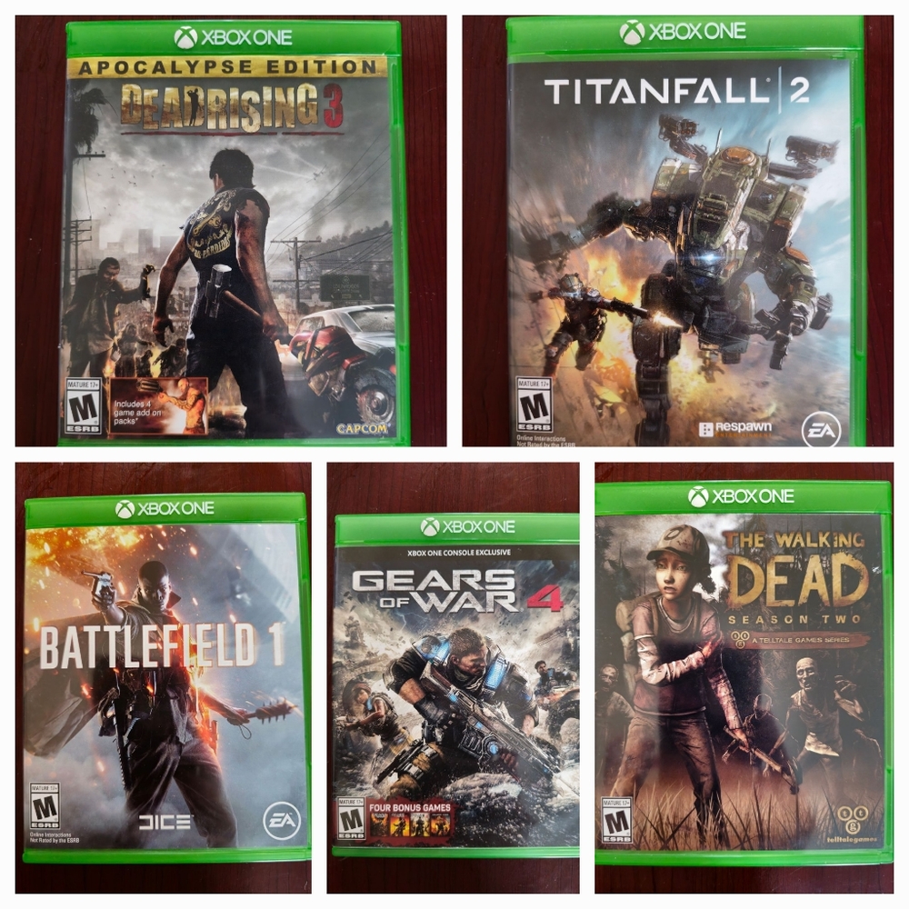 5 XBOX ONE GAMES.        LOT OF 5.